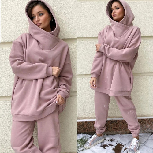 Damen nan Oversize-Hoodie-Set mit Schlauchkragen und thermogefütterter Jogginghose Echo Archiv