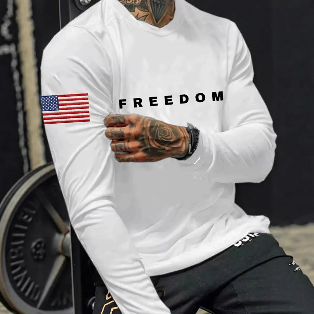 Herren Langarmshirt mit amerikanischem Flaggenmotiv Echoarchiv