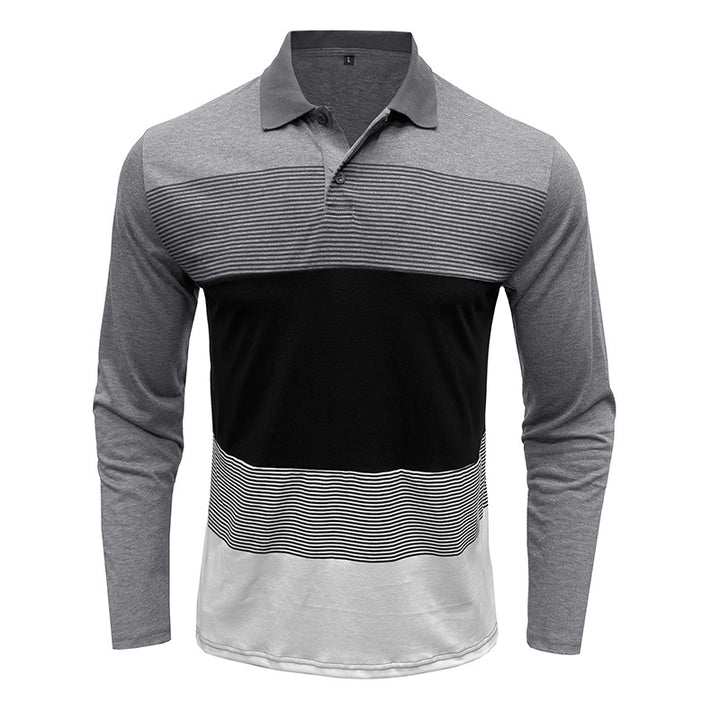 Herren modisches Langarm-Polo-Shirt mit Streifenmuster Echoarchiv