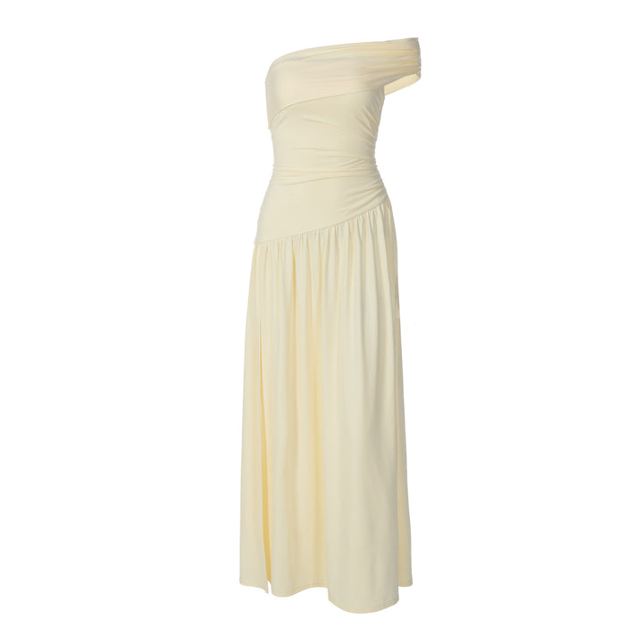 Damen Elegantes Maxi-Kleid mit asymmetrischem Träger und seitlichem Schlitz Echo Archiv