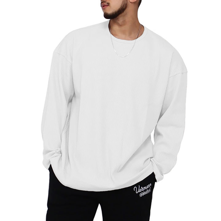 Herren lässiger Oversized Pullover aus strukturiertem Baumwollmix Echoarchiv