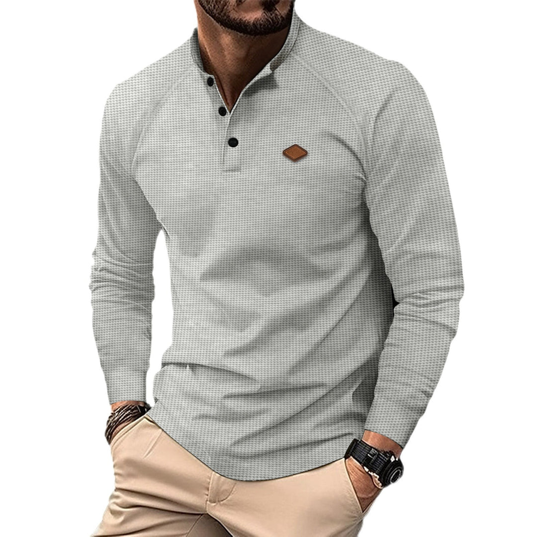 Herren Langarmshirt mit subtilen Muster und modischem Kragen Echoarchiv