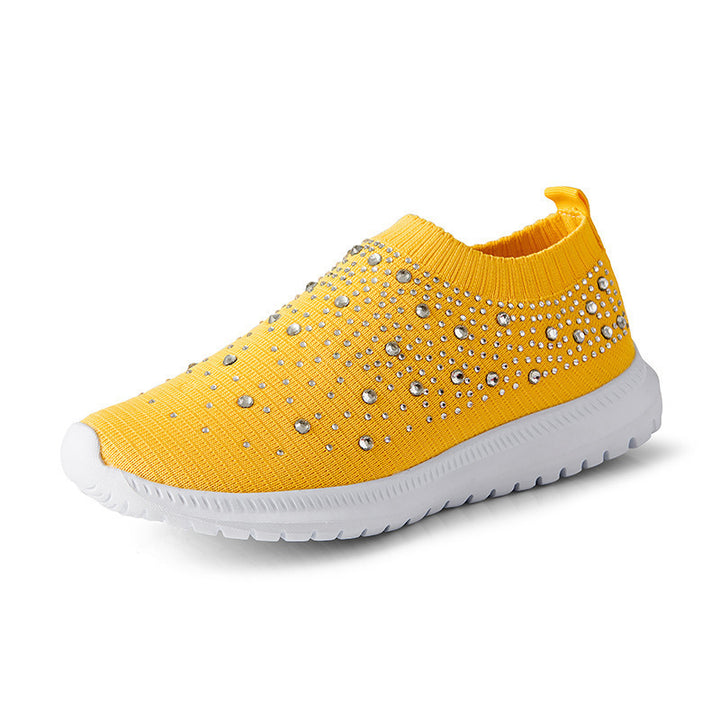 Damen Elastischer Sock-Sneaker mit Strass‑Nieten, atmungsaktivem Strickschaft und dämpfender Komfortsohle Echoarchiv