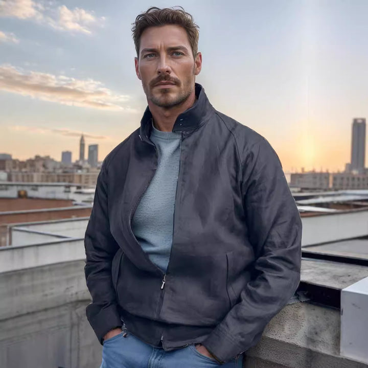 Herren leichte Übergangsjacke mit modernem Stehkragen Echoarchiv