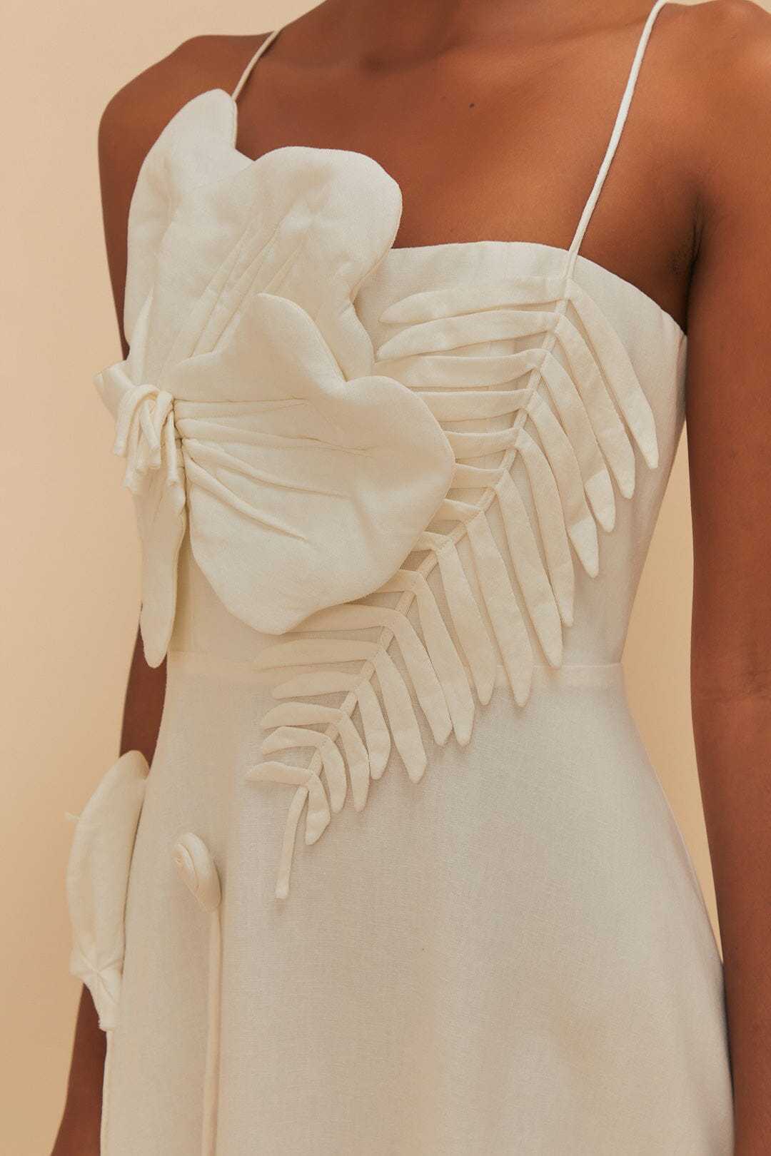 Damen Midi-Kleid mit kunstvollen Rüschendetails und verstellbaren Spaghettiträgern Echo Archiv
