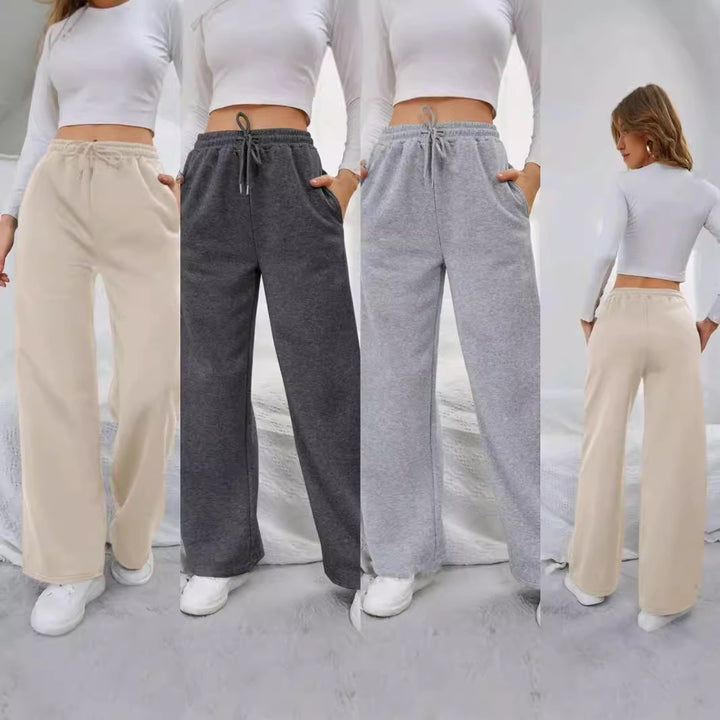 Damen nan High‑Waist Wide‑Leg Jogginghose mit elastischem Komfortbund, Kordelzug und tiefen Eingrifftaschen Echo Archiv