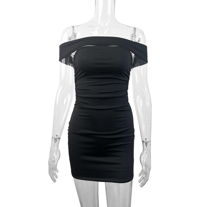 Damen Figurbetontes Wickelkleid mit schulterfreiem Design und Raffung Echo Archiv