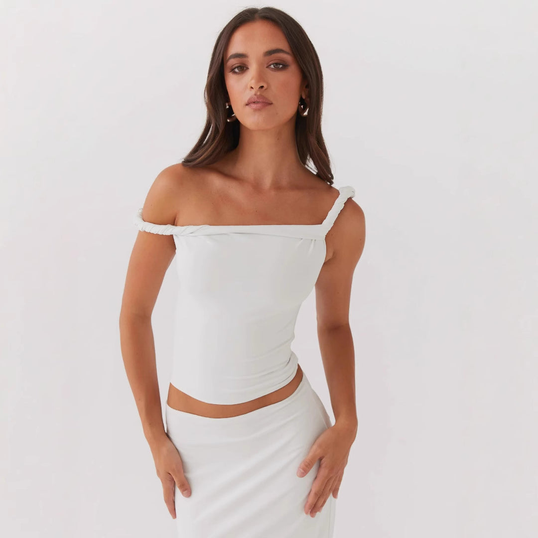 Damen Off-Shoulder Crop-Top mit modischen Raffungselementen Echo Archiv