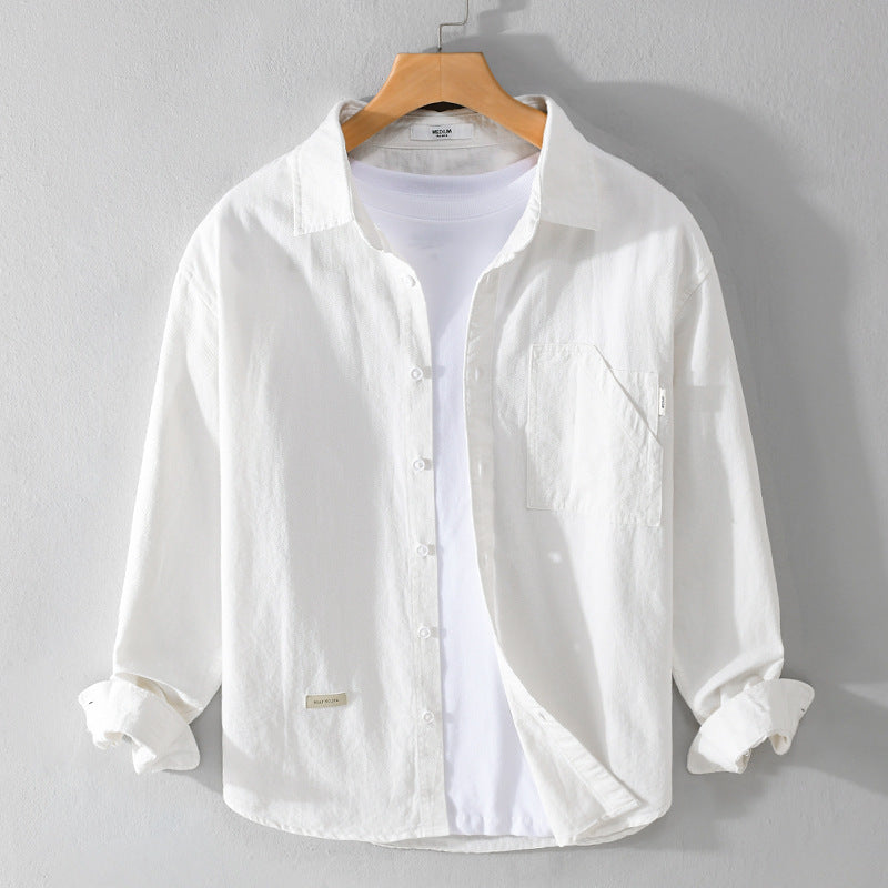 Herren Leichtes strukturiertes Baumwoll-Overshirt mit Brusttasche und entspannter Passform Echoarchiv