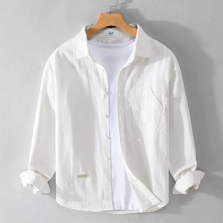 Herren Leichtes strukturiertes Baumwoll-Overshirt mit Brusttasche und entspannter Passform Echoarchiv