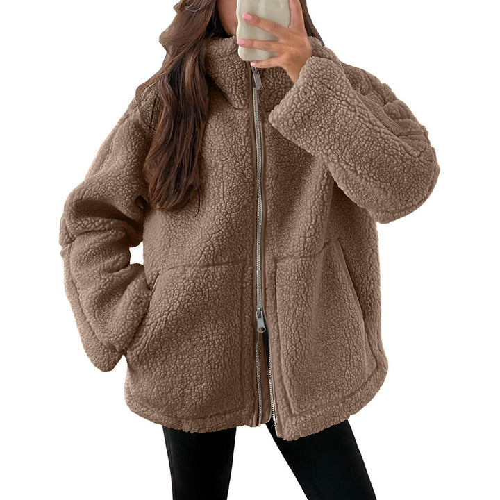 Damen Kuschelige Teddy-Jacke mit Reißverschluss Echoarchiv