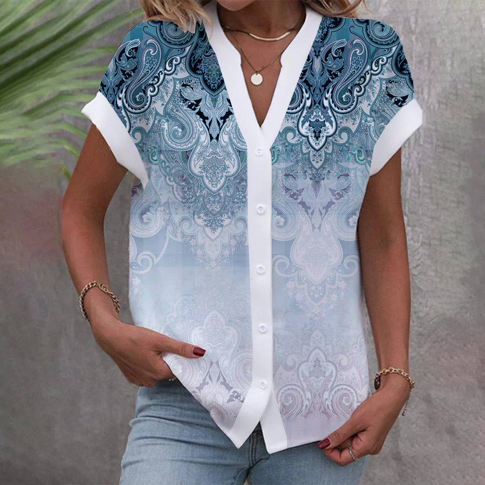 Damen Bluse mit floralem Design und Knopfleiste Echo Archiv