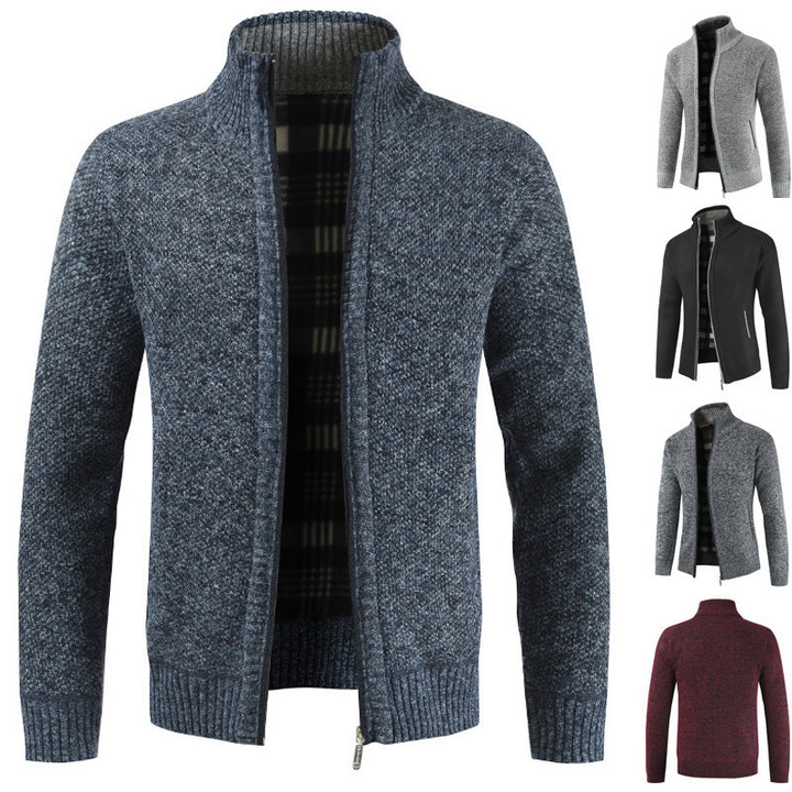 Herren Strickjacke mit hohem Kragen und plüschigen Innenfutter Echoarchiv