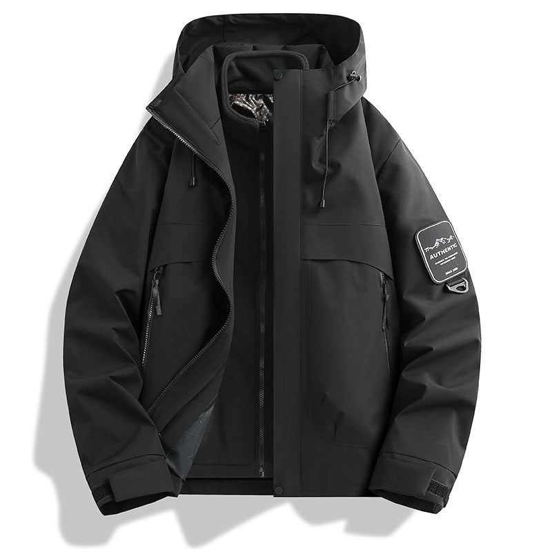 Herren modulare wasserdichte Outdoorjacke mit abnehmbarer Fleece-Innenjacke und verstellbarer Kapuze Echo Archiv