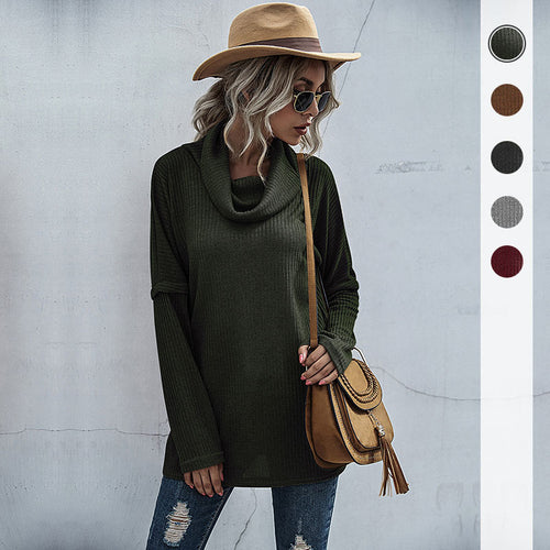 Damen Gerippter Feinstrick-Longsleeve mit Rollkragen, Seitenschlitzen und verlängertem Rückenteil – Mavelle