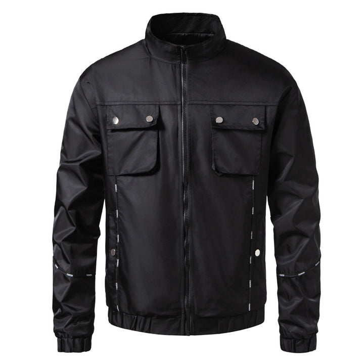 Herren Leichte Utility-Bomberjacke mit Pattentaschen, Stehkragen und elastischem Saum Echo Archiv