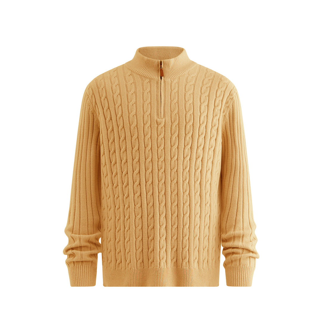 Herren Klassischer Grobstrickpullover mit Zippkragen Echoarchiv