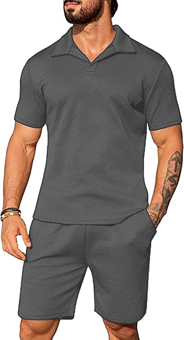 Herren lässiges Kurzarm-Set mit modischem Design und strukturiertem Oberteil Echoarchiv