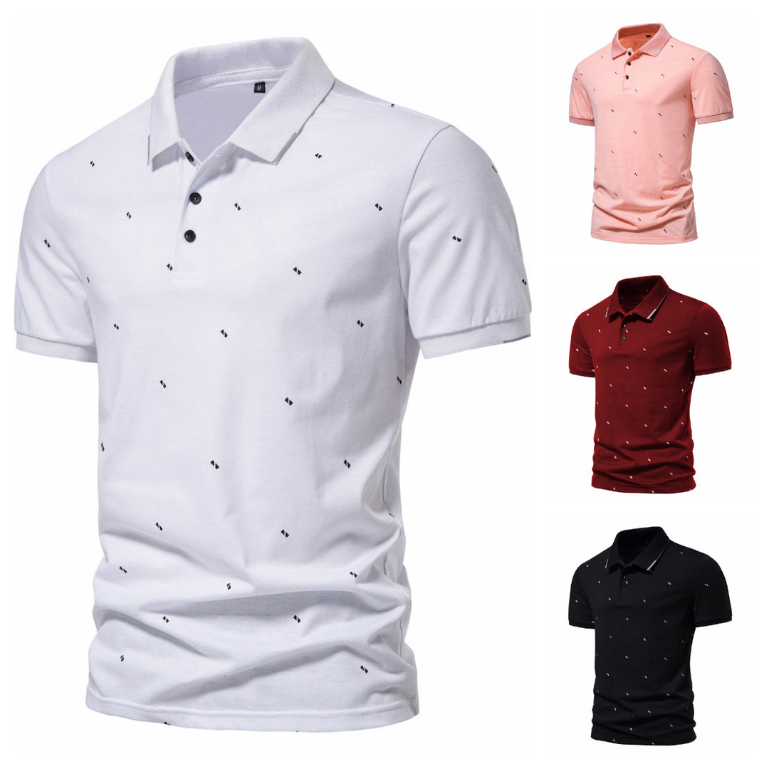 Herren Polohemd mit modischem Druck und hochwertigem Baumwollmaterial Echoarchiv