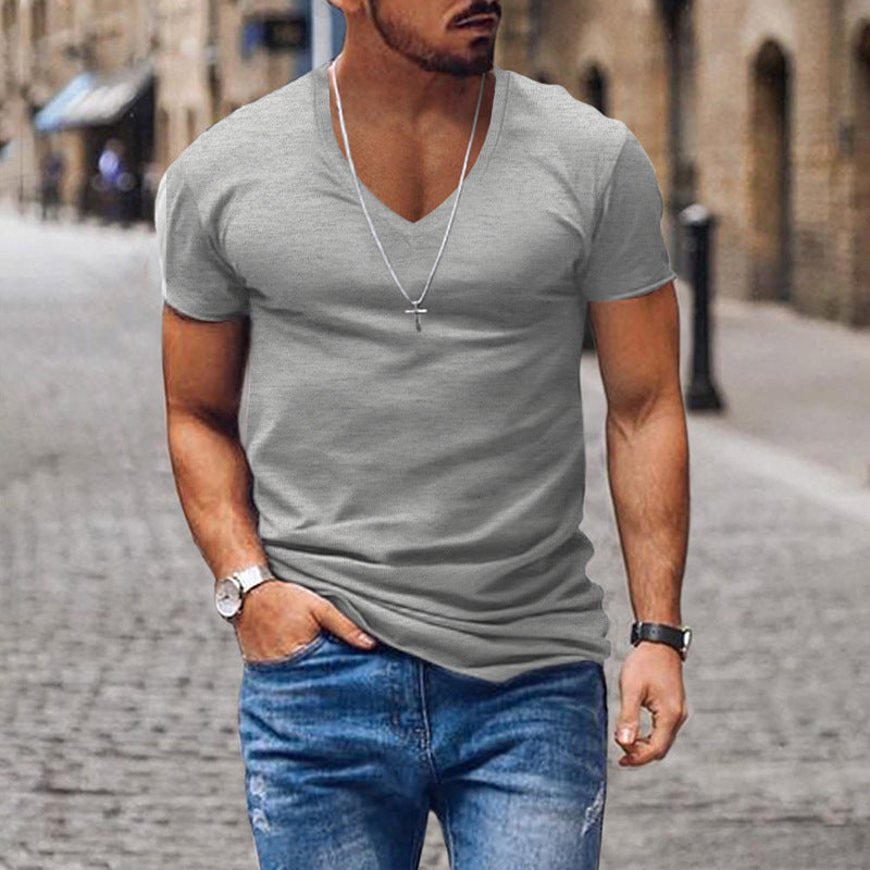 Herren lässiges V-Ausschnitt T-Shirt Echoarchiv