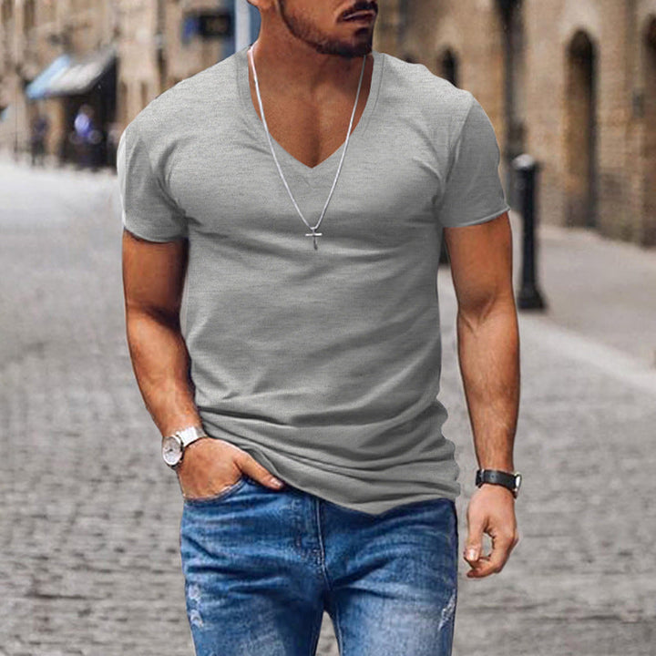 Herren lässiges V-Ausschnitt T-Shirt Echoarchiv