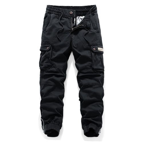 Herren Tactical-Canvas-Cargohose im Joggerstil mit elastischem Tunnelzugbund, Knieabnähern und Multifunktions-Pattentaschen Echo Archiv