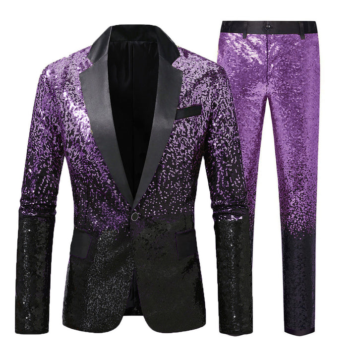 Herren Glamouröser Pailletten-Anzug mit schimmerndem Design und elegantem Schnitt Echoarchiv