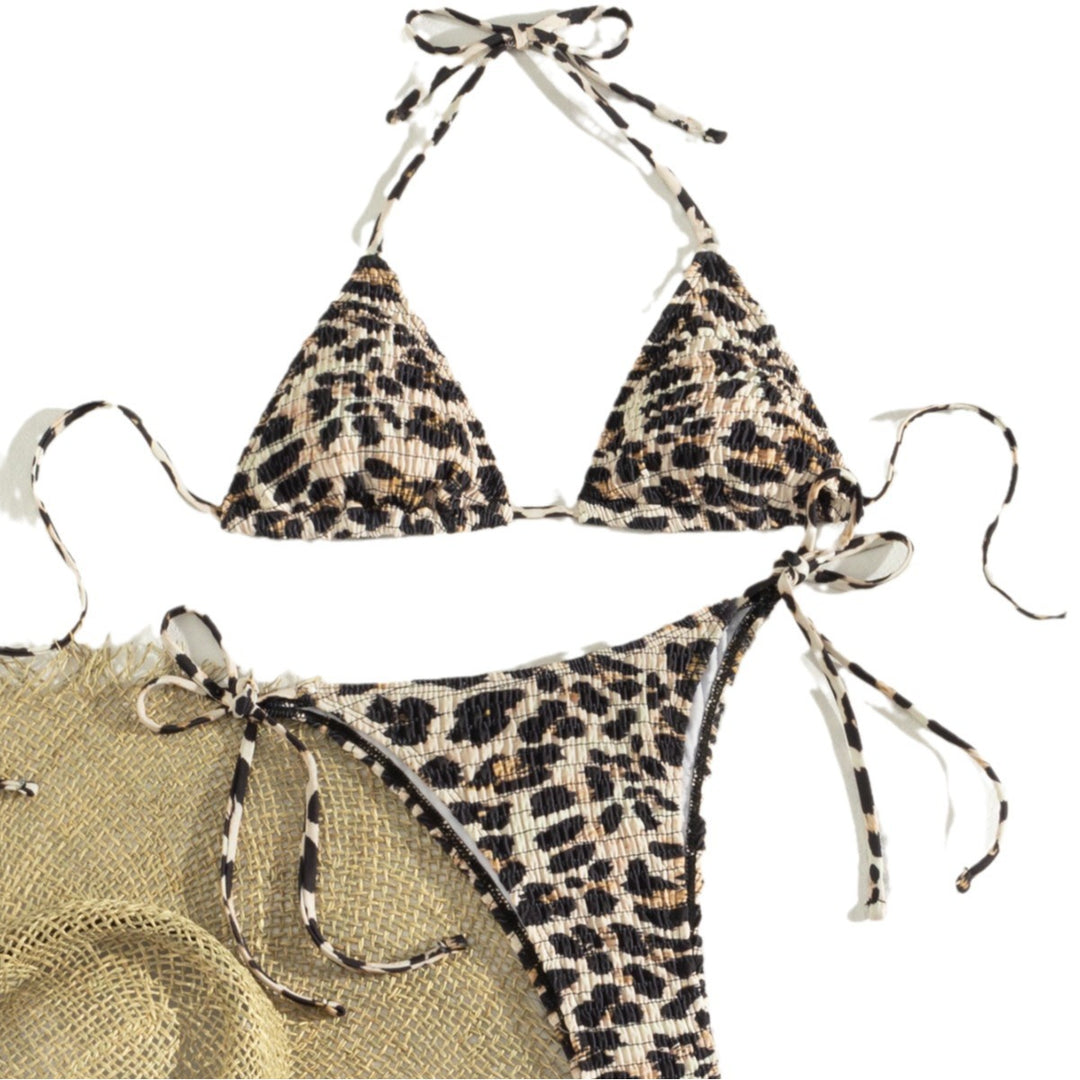 Damen Triangel-Bikini mit verspieltem Leo-Design und verstellbaren Bändern Echo Archiv