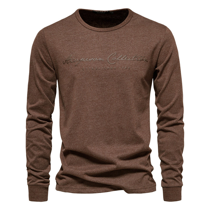 Herren nan minimalistisches Rundhals-Sweatshirt aus Baumwollmischung mit gerippten Bündchen Echo Archiv