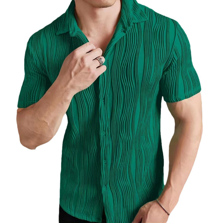 Herren Kurzarmhemd mit strukturiertem Design Echoarchiv