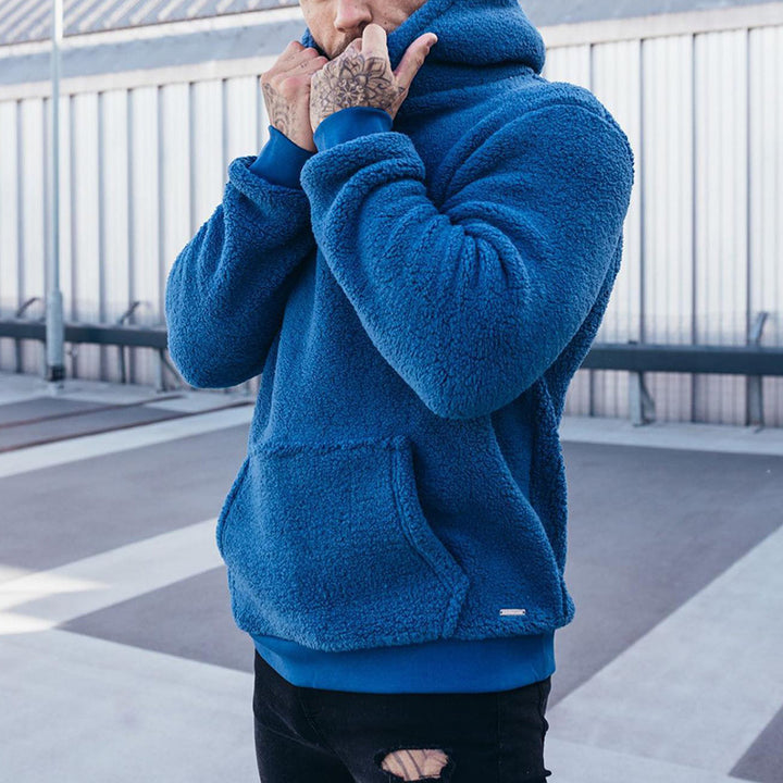 Herren Fleece Hoodie mit Kängurutasche und hohem Kragen Echoarchiv