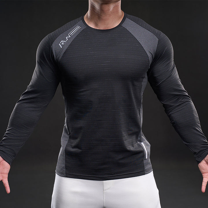 Herren Sportliches Langarmshirt mit atmungsaktivem Mesh-Einsatz Echoarchiv