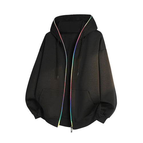 Unisex Oversize-Kapuzenjacke mit Regenbogen-Reißverschluss & Kängurutaschen Echoarchiv