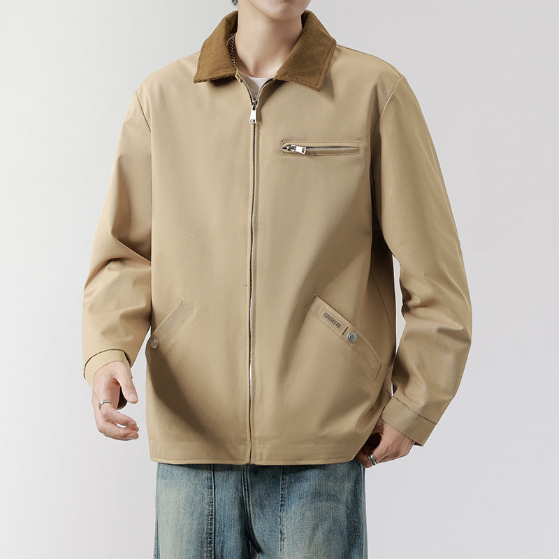 Herren Modische Übergangsjacke mit Cordkragen – Taviero