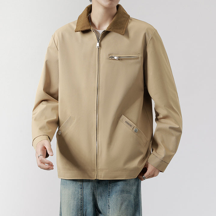 Herren Modische Übergangsjacke mit Cordkragen – Taviero