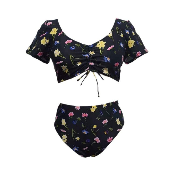 Damen Bikini-Set mit floralen Rüschen und hohem Taillenslip Echo Archiv