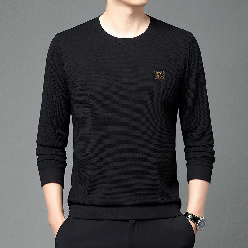 Herren hochwertiger Rundhals-Pullover mit strukturiertem Gewebe und modischem Design Echoarchiv