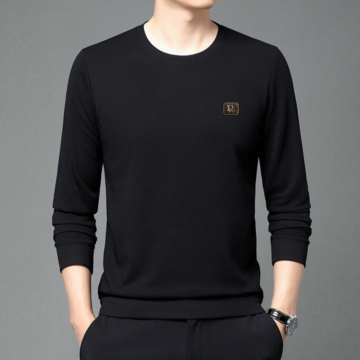 Herren hochwertiger Rundhals-Pullover mit strukturiertem Gewebe und modischem Design Echoarchiv