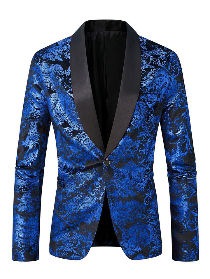 Herren eleganter Pailletten Blazer mit floralem Muster Echoarchiv