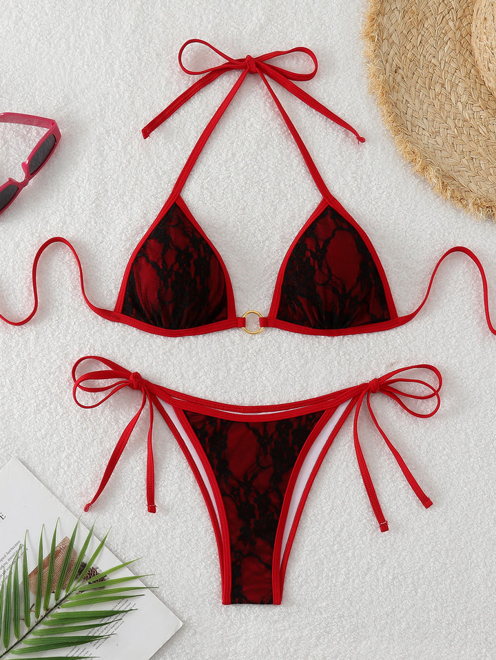 Damen Spitze Triangel-Bikini mit raffinierten Bindebändern Echo Archiv