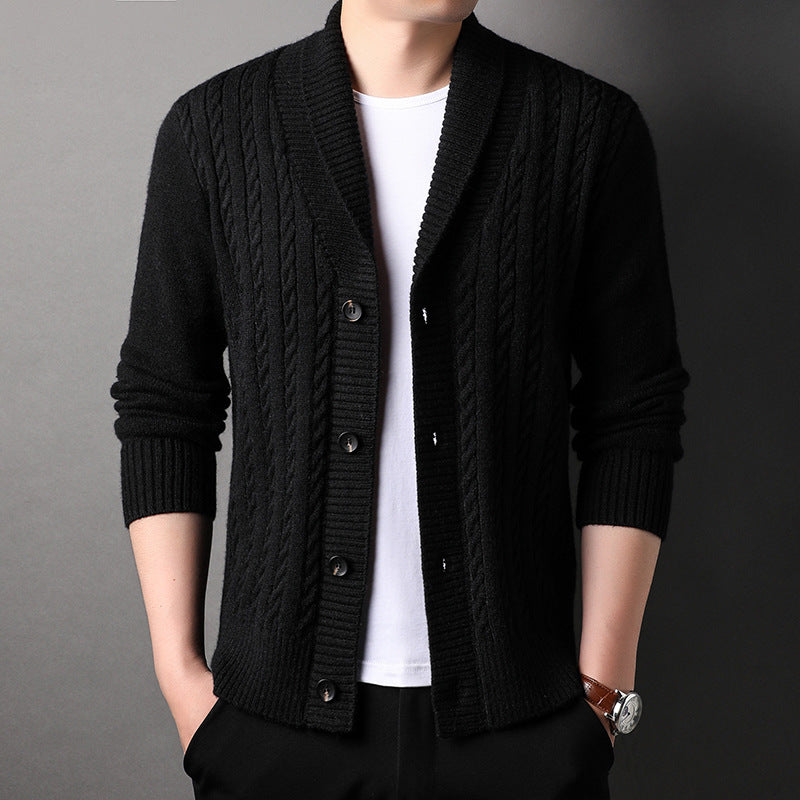 Herren Strickjacke mit strukturiertem Design und elegantem Kragen Echoarchiv
