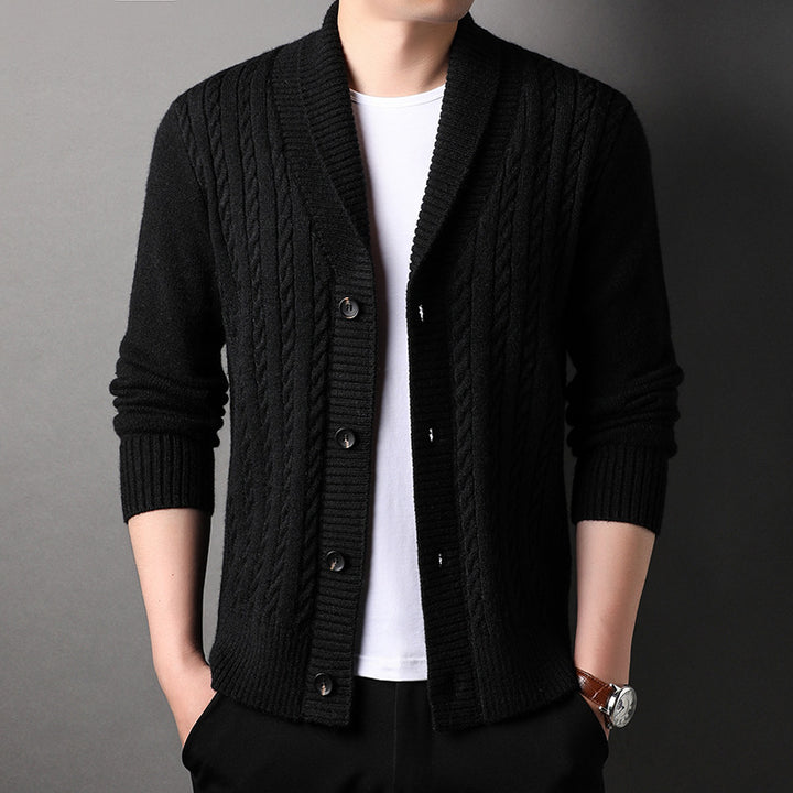 Herren Strickjacke mit strukturiertem Design und elegantem Kragen Echoarchiv