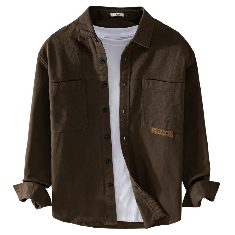 Herren Overshirt-Hemd aus strukturiertem Baumwoll-Twill mit aufgesetzten Brusttaschen und relaxed Fit Echoarchiv