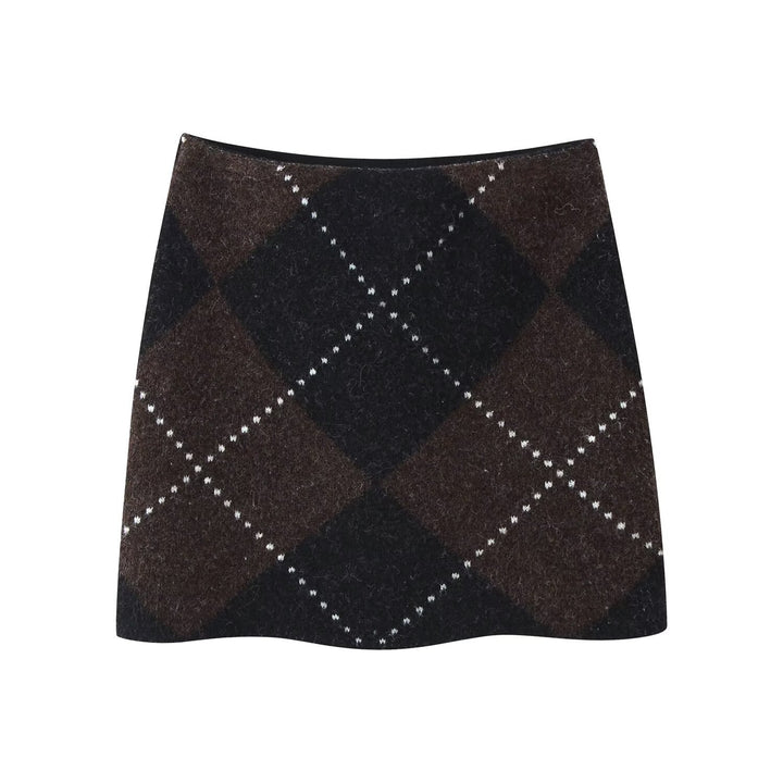 Damen Strick‑Set aus Rollkragen‑Poncho und Minirock mit Argyle‑Muster Echo Archiv