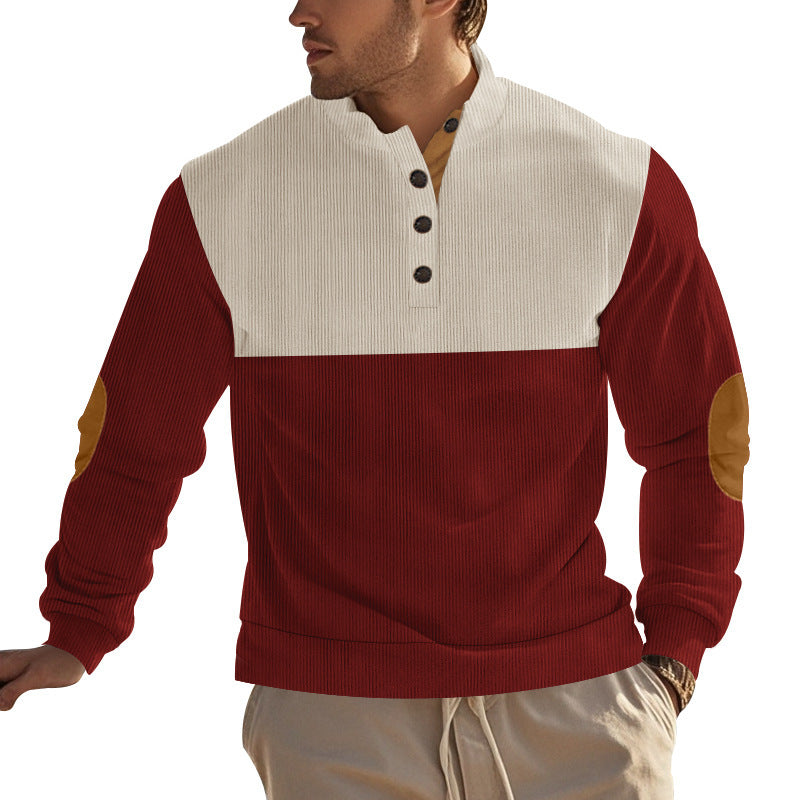 Herren modischer Stehkragen-Pullover mit eleganten Knöpfen Echoarchiv