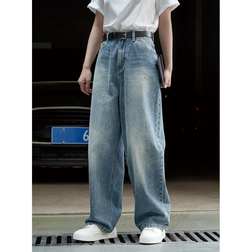 Damen Locker geschnittene Vintage-Denim Hose mit extra weitem Bein und hohem Bund Echoarchiv