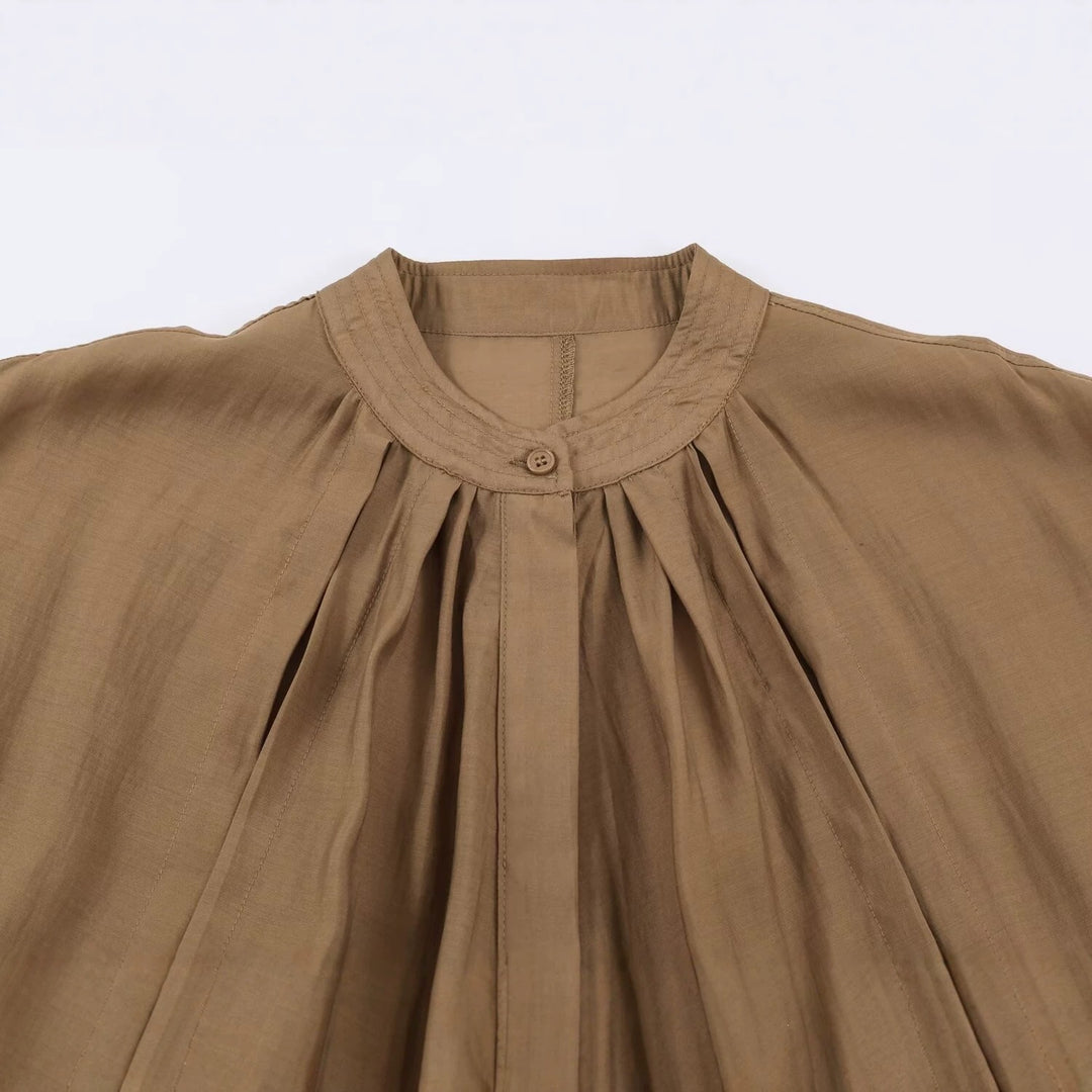 Damen Leichte plissierte Blousonjacke mit Stehkragen und Smokbund Echo Archiv