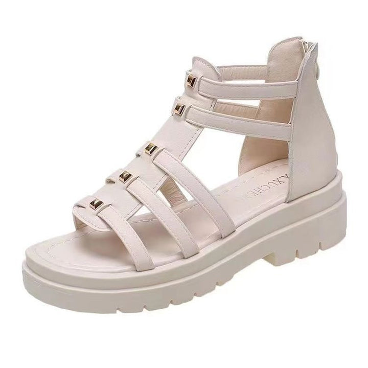 Damen nan gladiatorische Plateausandalette mit gepolstertem Komfortfußbett, profilierter Plateausohle und Rückreißverschluss Echo Archiv