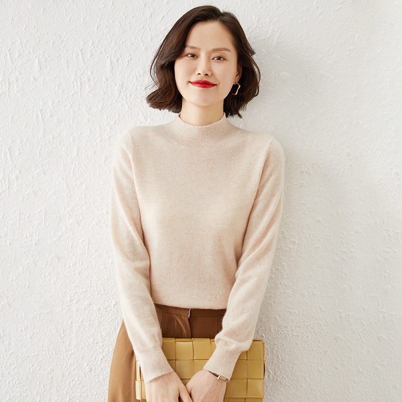 Damen Luxuriöser Kaschmir-Feinstrickpullover mit Stehkragen Echoarchiv