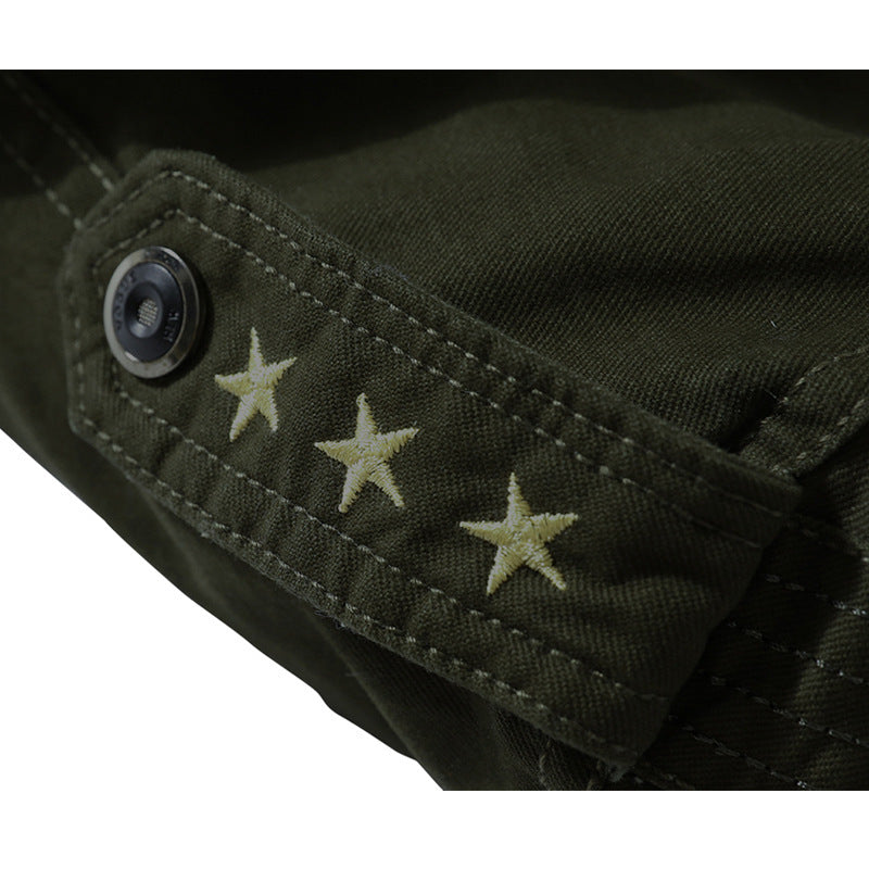 Herren Canvas-Flightjacke mit wärmender Fleece-Innenlage, Schulterklappen und Multifunktions-Taschen – Taviero